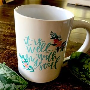 Large white beautifully printed mug